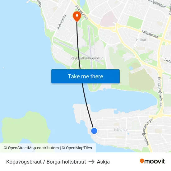 Kópavogsbraut / Borgarholtsbraut to Askja map