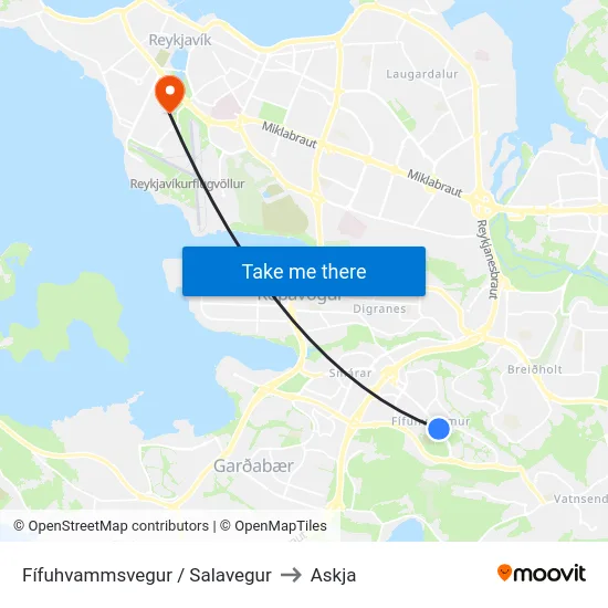 Fífuhvammsvegur / Salavegur to Askja map