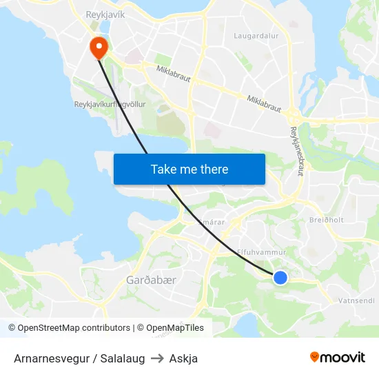 Arnarnesvegur / Salalaug to Askja map