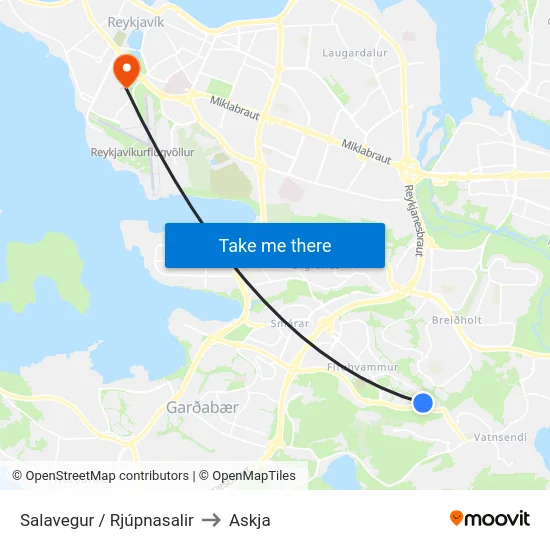 Salavegur / Rjúpnasalir to Askja map
