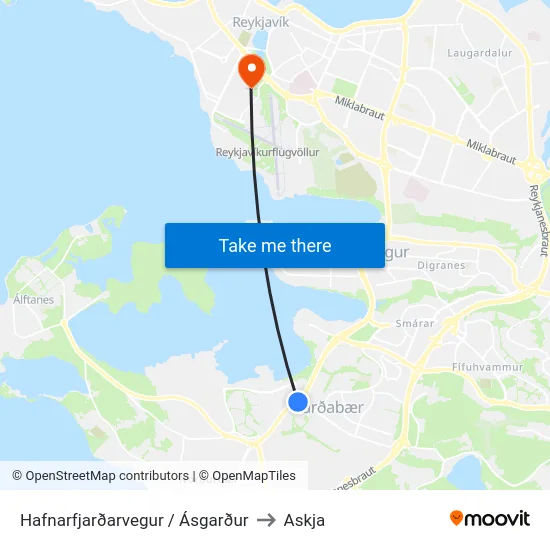 Hafnarfjarðarvegur / Ásgarður to Askja map