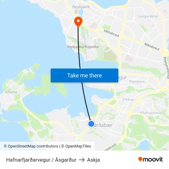 Hafnarfjarðarvegur / Ásgarður to Askja map