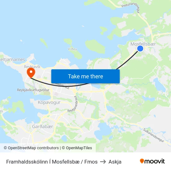 Framhaldsskólinn Í Mosfellsbæ / Fmos to Askja map