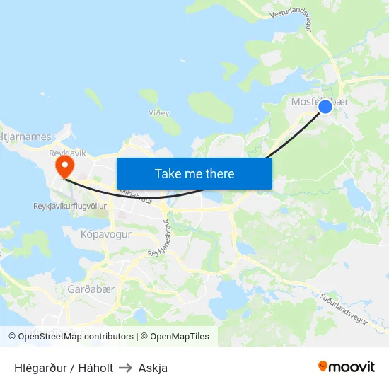 Hlégarður / Háholt to Askja map