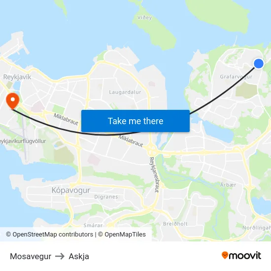 Mosavegur to Askja map