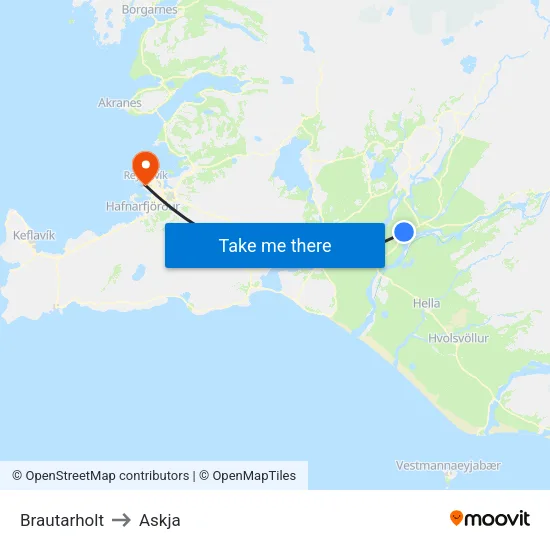 Brautarholt to Askja map