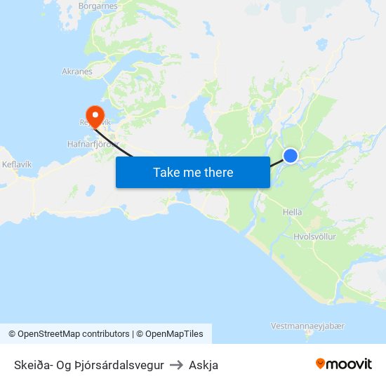 Skeiða- Og Þjórsárdalsvegur to Askja map