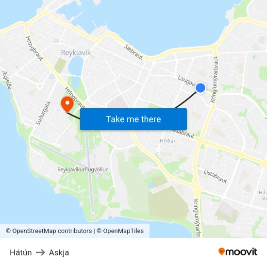 Hátún to Askja map