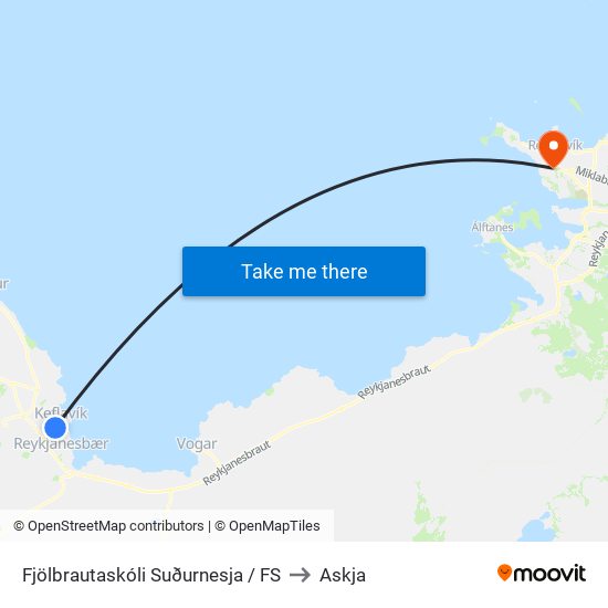 Fjölbrautaskóli Suðurnesja / FS to Askja map