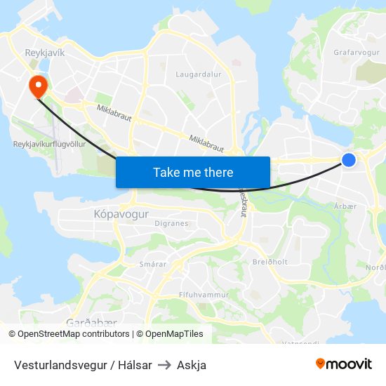 Vesturlandsvegur / Hálsar to Askja map