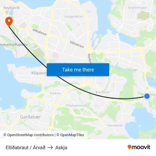 Elliðabraut / Árvað to Askja map