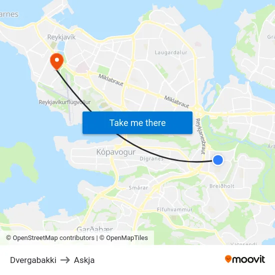 Dvergabakki to Askja map