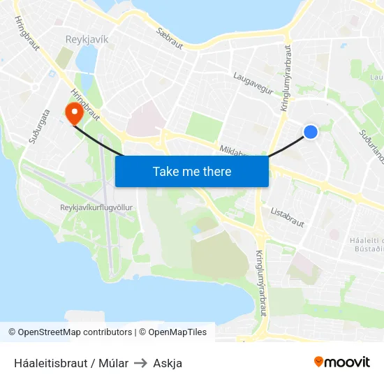 Háaleitisbraut / Múlar to Askja map