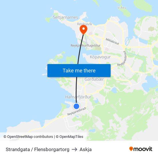 Strandgata / Flensborgartorg to Askja map