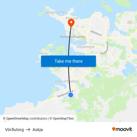 Vörðutorg to Askja map