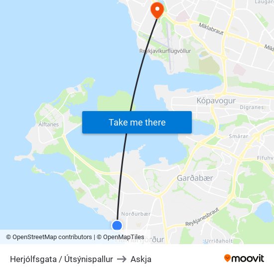 Herjólfsgata / Útsýnispallur to Askja map