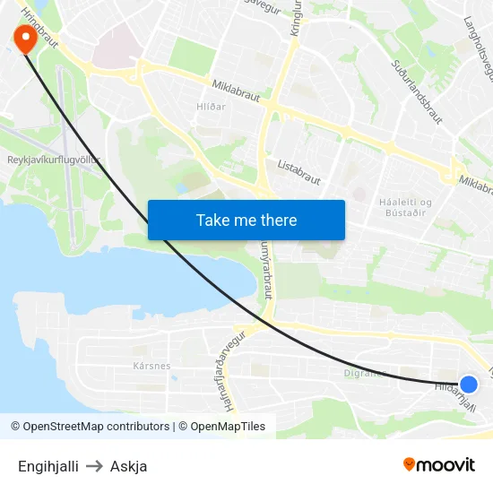 Engihjalli to Askja map