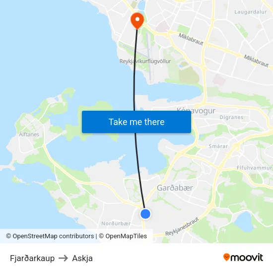 Fjarðarkaup to Askja map
