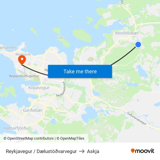 Reykjavegur / Dælustöðvarvegur to Askja map