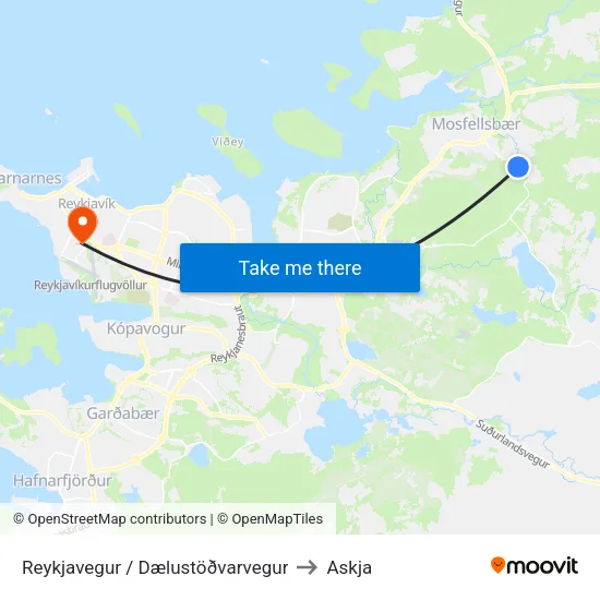 Reykjavegur / Dælustöðvarvegur to Askja map