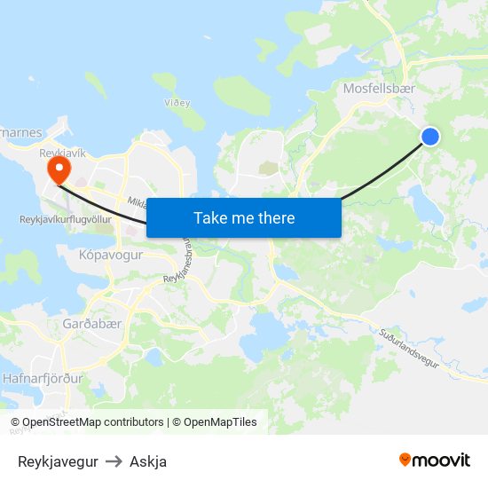 Reykjavegur to Askja map