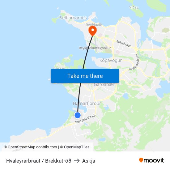 Hvaleyrarbraut / Brekkutröð to Askja map