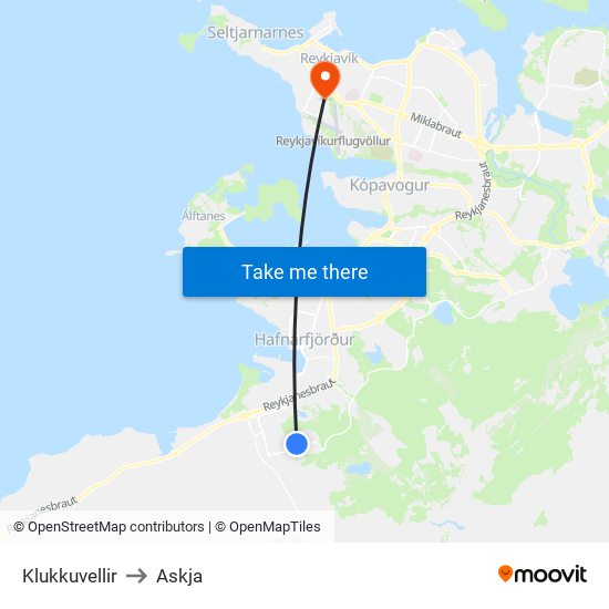 Klukkuvellir to Askja map