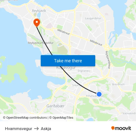 Hvammsvegur to Askja map