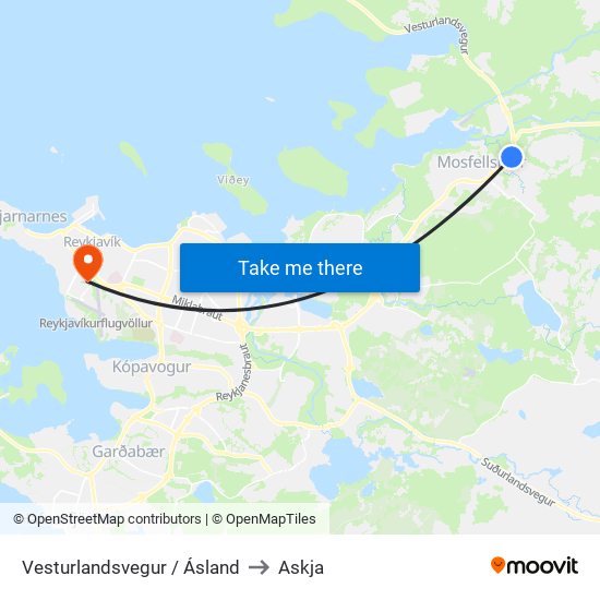 Vesturlandsvegur / Ásland to Askja map