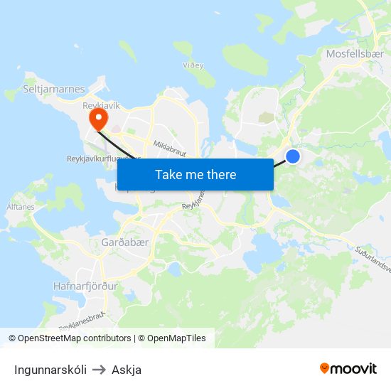 Ingunnarskóli to Askja map