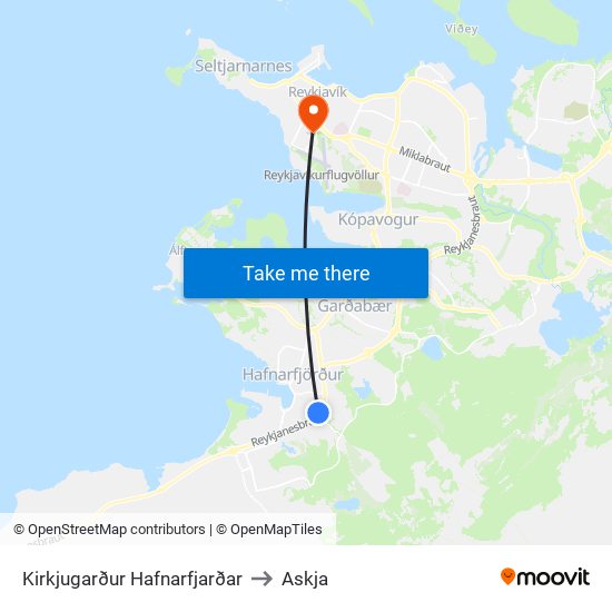 Kirkjugarður Hafnarfjarðar to Askja map