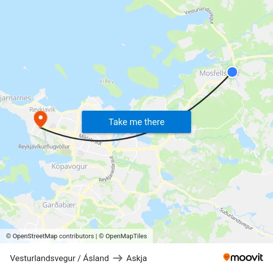 Vesturlandsvegur / Ásland to Askja map