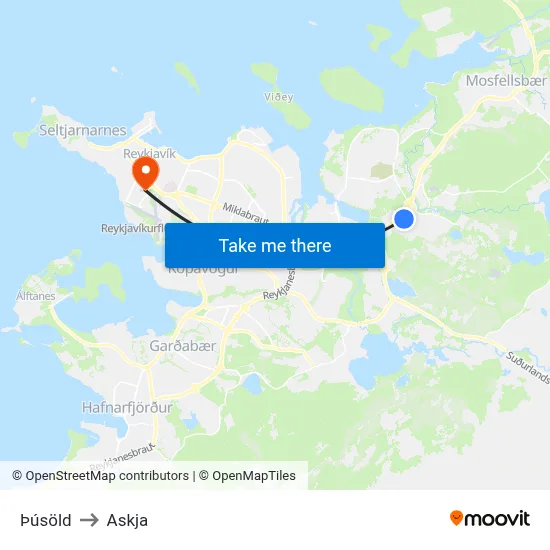 Þúsöld to Askja map