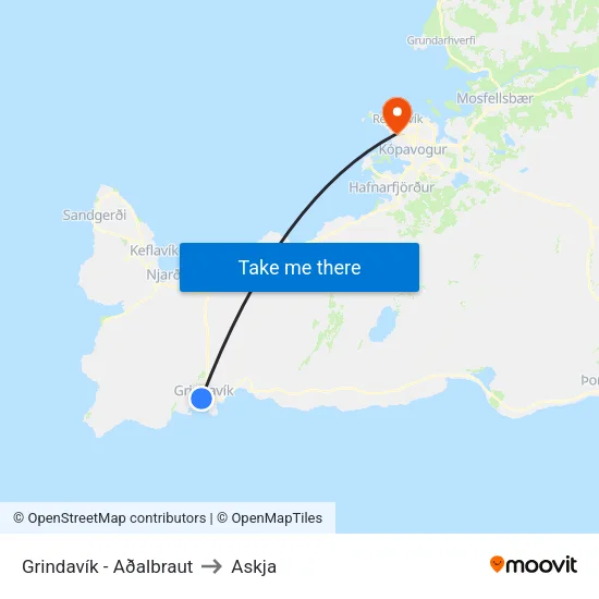 Grindavík - Aðalbraut to Askja map