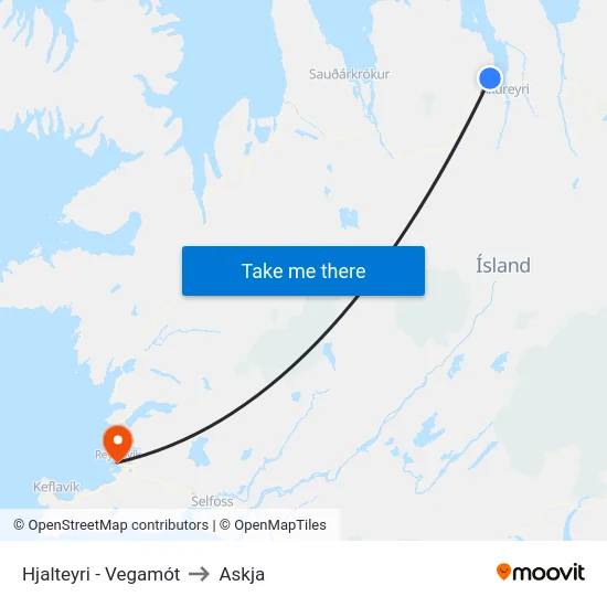Hjalteyri - Vegamót to Askja map
