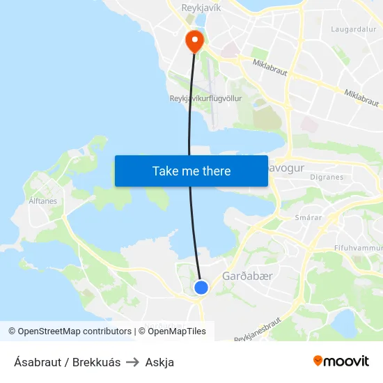 Ásabraut / Brekkuás to Askja map