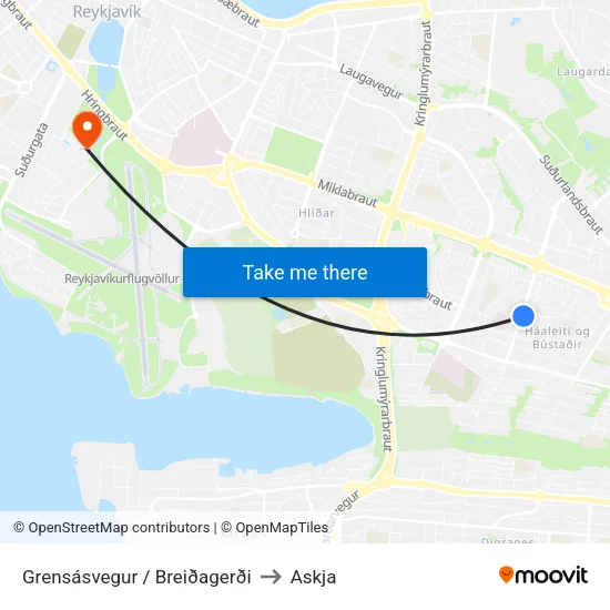 Grensásvegur / Breiðagerði to Askja map