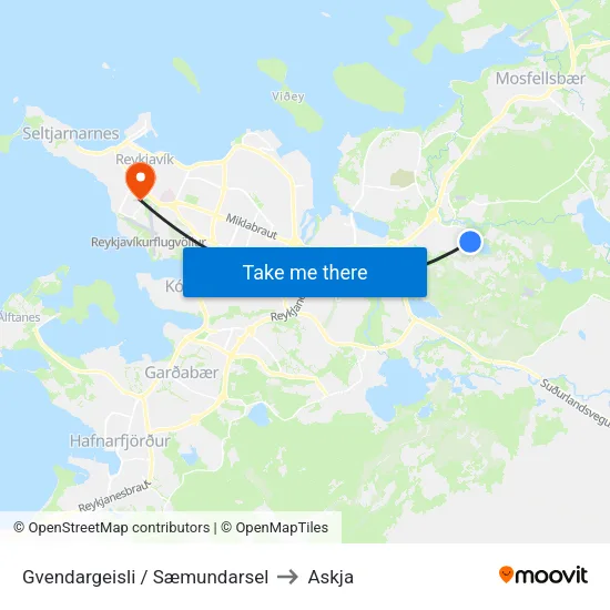 Gvendargeisli / Sæmundarsel to Askja map