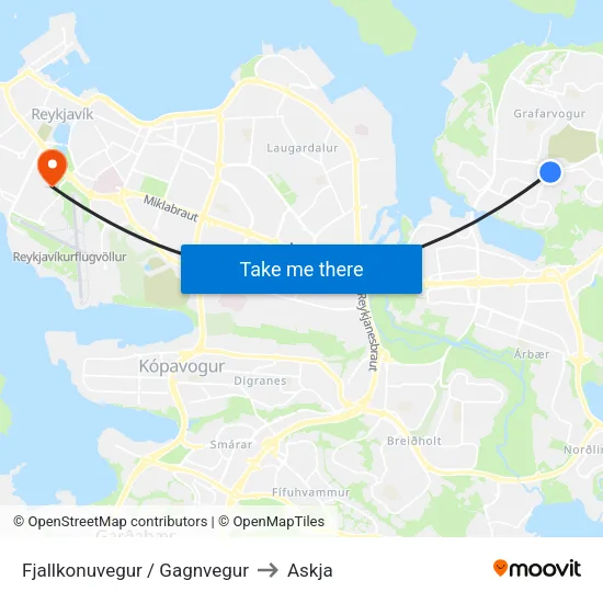 Fjallkonuvegur / Gagnvegur to Askja map