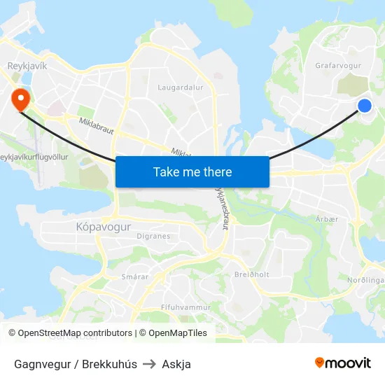 Gagnvegur / Brekkuhús to Askja map
