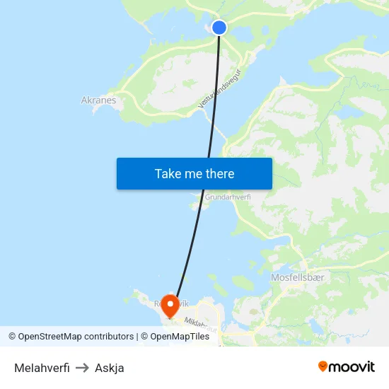 Melahverfi to Askja map