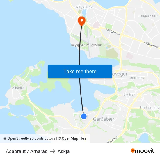 Ásabraut / Arnarás to Askja map