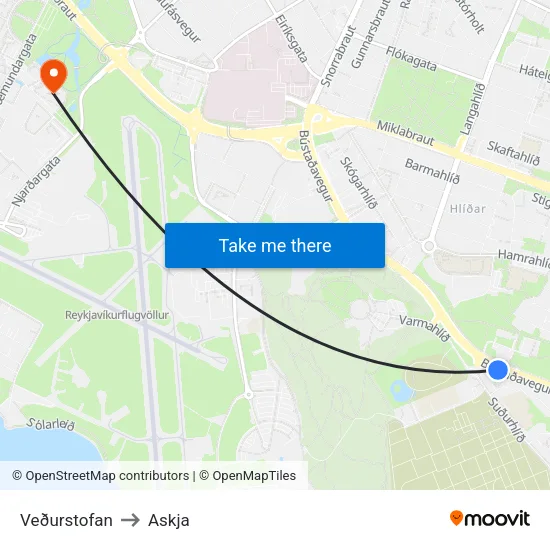 Veðurstofan to Askja map