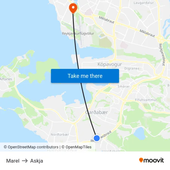 Marel to Askja map