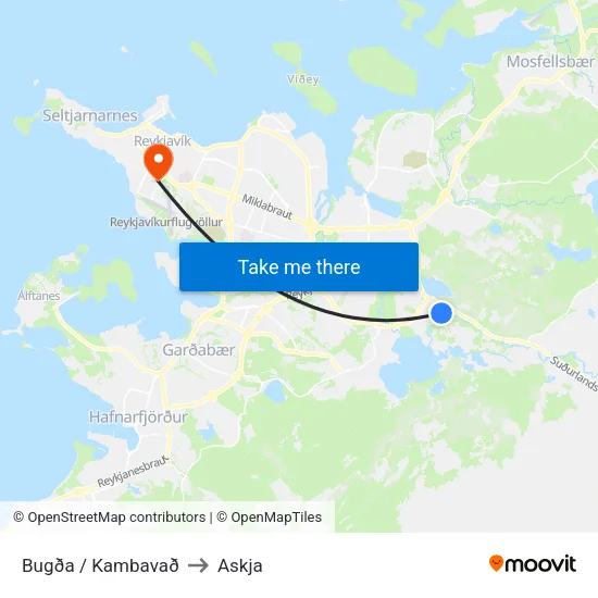 Bugða / Kambavað to Askja map