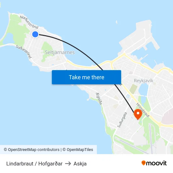 Lindarbraut / Hofgarðar to Askja map