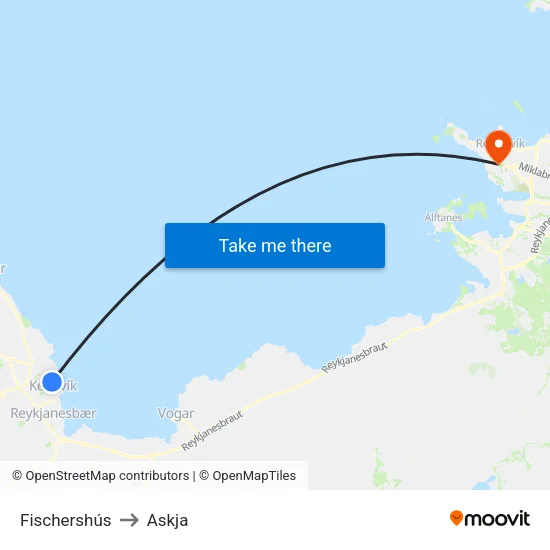Fischershús to Askja map