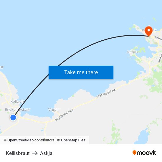 Keilisbraut to Askja map