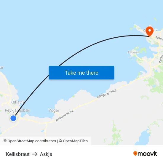 Keilisbraut to Askja map