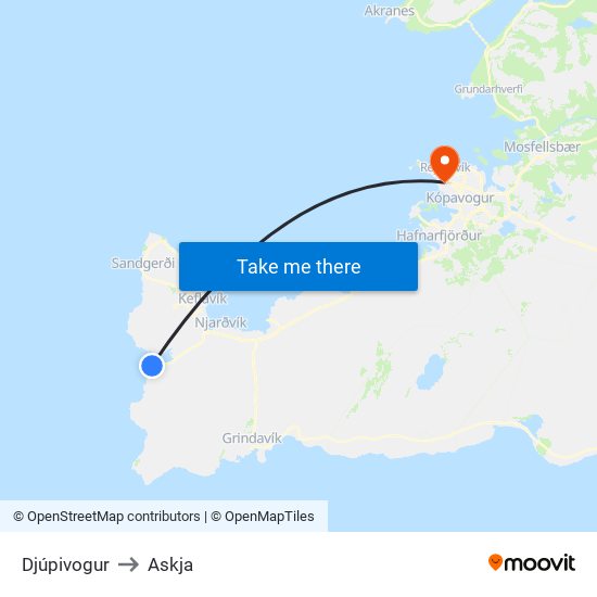 Djúpivogur to Askja map